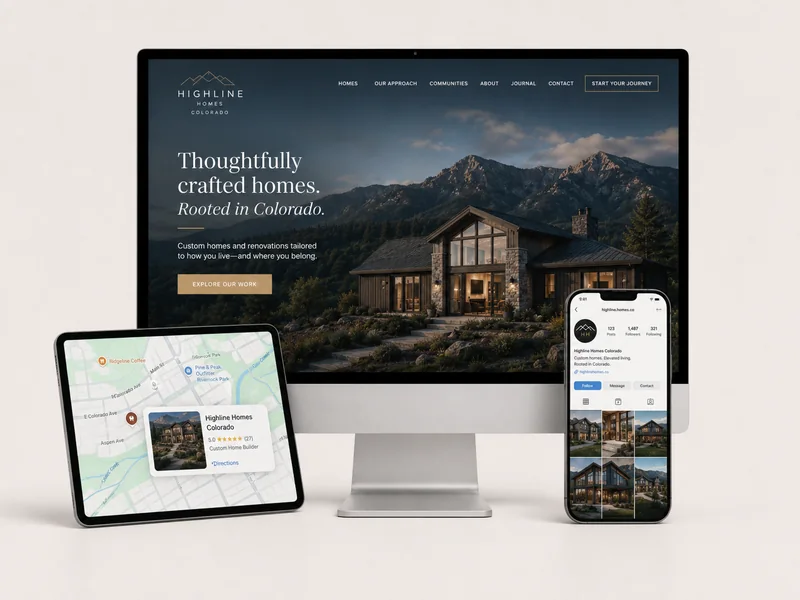 Example local business presence across a website, Google Maps, and a mobile profile